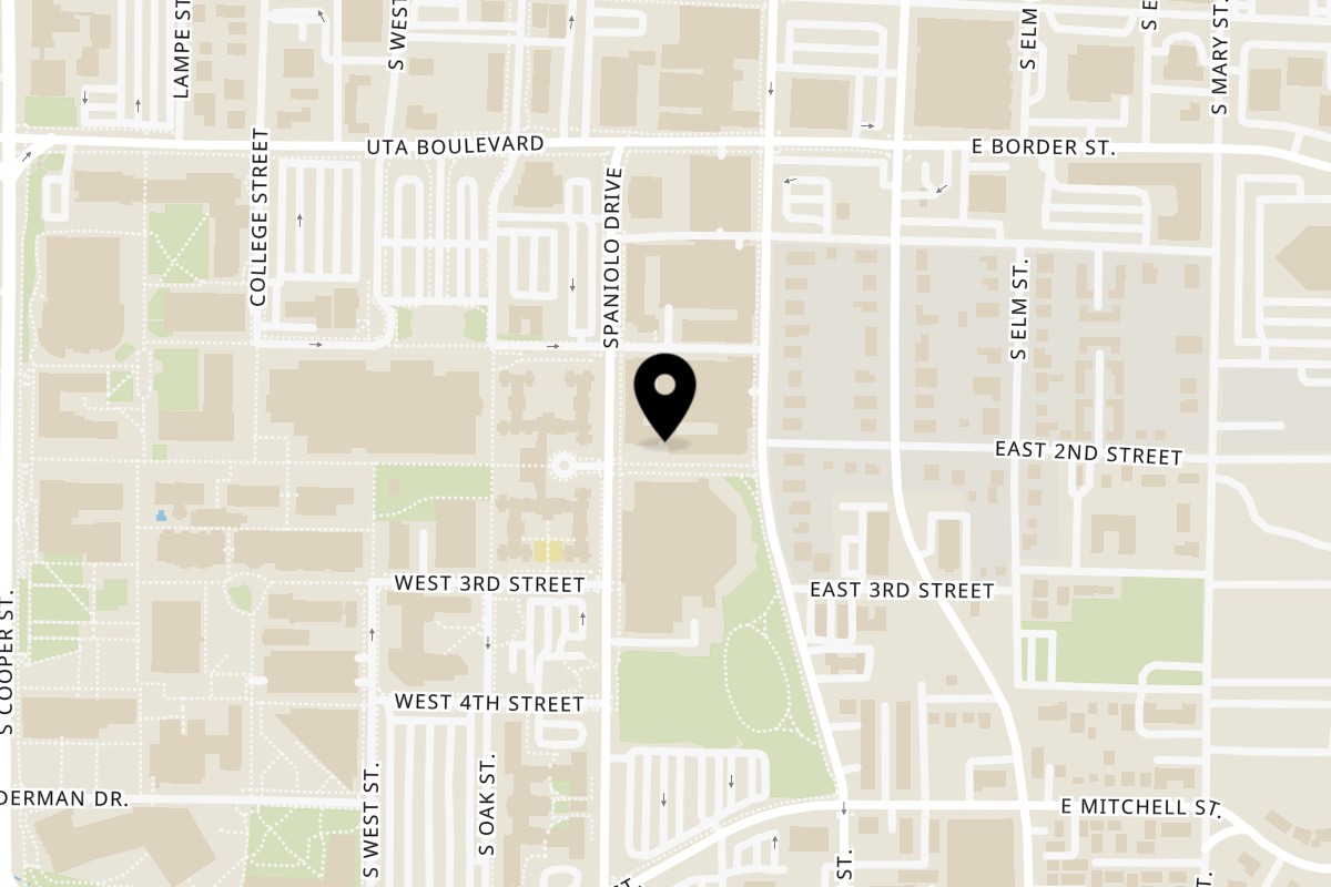 Map showing the location of FPK Sports Lounge on 115 W 2nd St in Arlington